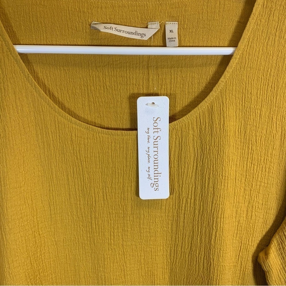 Soft Surroundings Mustard Raw Edge Women's Top NWT, Size XL - Picture 3 of 5